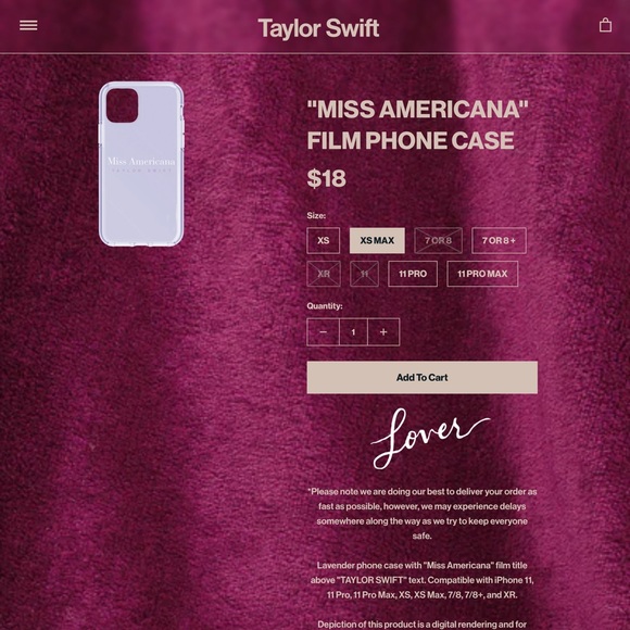 Authentic Taylor swift miss Americana film phone case iPhone xs max. NWT - Picture 2 of 3